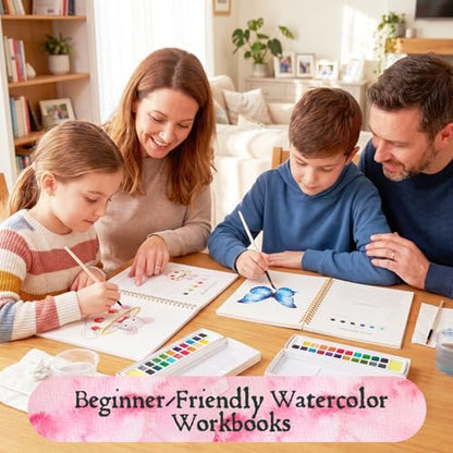 4 Pack Watercolor Workbook,Water Colors Paint Adult Set for Beginner with Step by Step,Relaxing & Easy to Paint Water Coloring Book with 24 Colors,Perfect for Gifting to Creativity & Joy for Adults - Image 4