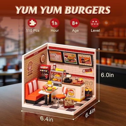 Super Creator-Mini Blocks Model Building Set for Adults, Miniature Plastic House Kit Super Store-Building Blocks Toys for Teens 8-12, DIY Crafts/Hobbies for Teens&Adults (Yum Yum Burgers) - Image 5