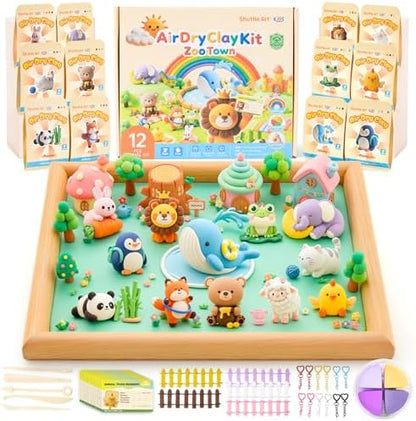 Shuttle Art Air Dry Clay for Kids - Zoo Town, 55 PCS Modeling Clay Kit with Sculpting Tools and Tutorials, Safe & Non-Sticky, Craft Gifts for Boys & Girls by ShuttleArt