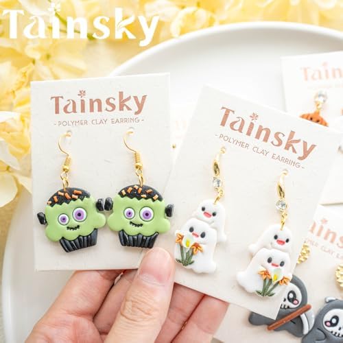 Tainsky Halloween PolymerClay Cutters - 20 Shapes Fall Polymer Clay Cutters for Earrings - Image 5