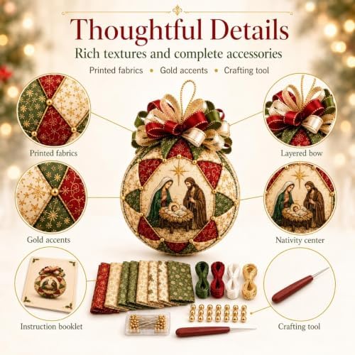Christmas Nativity Patchwork Ornament DIY Kit, Handmade Quilted Fabric - Image 4