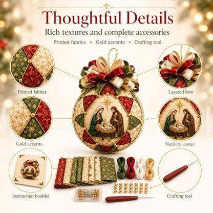 Christmas Nativity Patchwork Ornament DIY Kit, Handmade Quilted Fabric - Image 4
