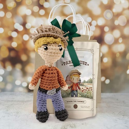 Hearth & Harbor Amigurumi Crochet Kit for Beginners, Learn to Crochet Kits for Adults Beginner with Easy Yarn, Stuffed Crochet Animal Kit with Step-by-Step Video Tutorials – Dixon the Farmer - Image 6