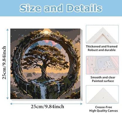 Tree of Life Paint by Number, Paint by Numbers Kit for Adults 10x10 Inch - Image 3