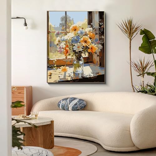 PRASIO Paint by Numbers Kit for Adults Beginner, Flower Easy Adult Paint by Number Kits on Canvas, DIY Acrylic Watercolor Oil Paint by Number for Adults for Home Decor Gift 16x20 Inch - Image 7