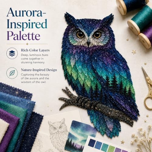 Northern Lights Animal Embroidery Kit DIY Fabric Patchwork Craft Set (R+O) - Image 7