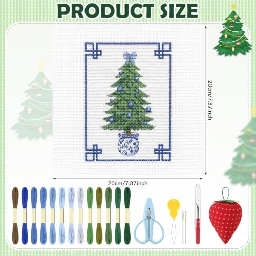 XunYee Needlepoint Canvas Kit, Chinese Christmas Tree - Image 2