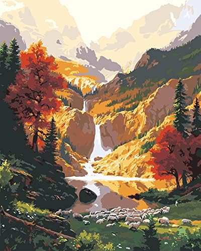 QUITEDEW Paint by Number for Adults,Mountain Waterfall Paint by Numbers, Nature Scenery Paint by Number Kits,Suitable for Home Wall Decoration 16x20 Inch by QUITEDEW
