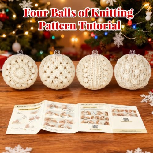 Syhood Christmas Crochet Kit with 6 Pcs 2.76" Clear Fillable Ball Ornaments Red Green White Yarn Wood Hook Tools and Accessories for Christmas Gift Holiday Season Craft Tree Decor - Image 4