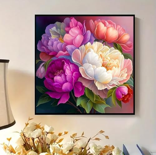 MaiMMaledy Paint by Numbers Kit for Adults Beginners with Framed Canvas Pictures Drawing Painting Acrylic Pigment with Wooden Triangle Easel 10Lx10W inch Peony - Image 4