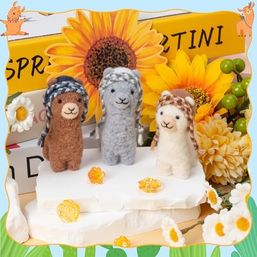 WATINC Needle Felting Kit - 3 Set Unique Different Cute Doll Wool Felt Needle Tools Foam Pad Instruction, DIY Home Decoration Craft Party Supplies for Art Work Starter Beginners (Alpaca) - Image 4