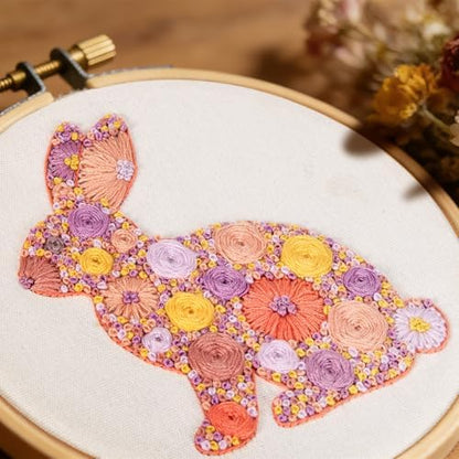 Easter Embroidery Kits for Beginners Adults, Flowers Bunny Embroidery Kits, Hand Stamped Cross Stitch Kits for Beginners Adults & Women Easter Gifts, Entire Set of Embroidery Supplies & Video Tutorial - Image 2