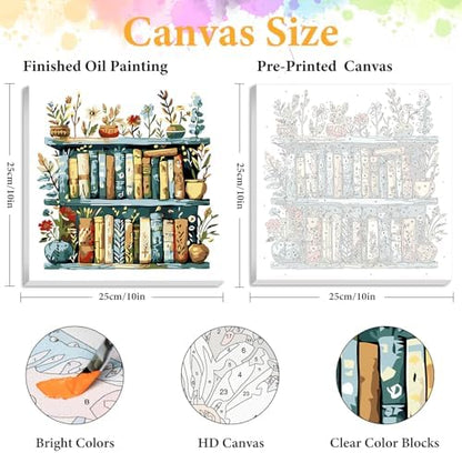 Okarina Framed Paint by Numbers Kit for Adults, Bookshelf Decor 10x10 Inch - Image 2