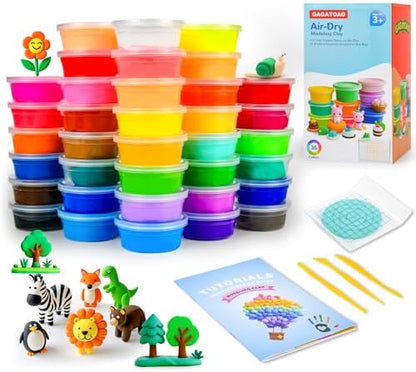 GAGATOAD air Dry Clay for Kids 36Colors with Guide Book Ultra Light Air Dry Clay Kit with Pressing Board Modeling Clay Plastic Tools, for Boys and Girls Age 3-12 Year Old Gift Toy Clay Art Crafts by GAGATOAD