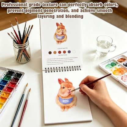 Watercolor Workbook, Water Coloring Book with 13 Pages, Animal Theme Painting Practice Book with Pre-Drawn Outline Pages, Animal Coloring Book for Adults, Beginners & Art Lovers - Image 6