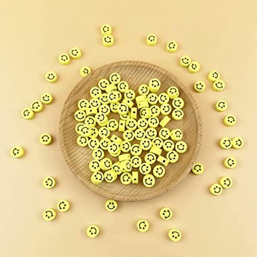 100pcs Mixed Polymer Clay Spacer Beads for Women Jewelry Making DIY Bracelet Necklace Hair Clip Accessories (Yellow Smile Face) - Image 3