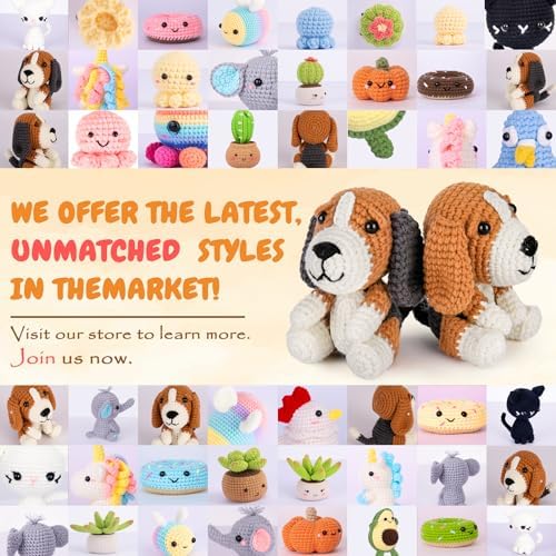 Crochetta Crochet Kit for Beginners, Beginner Crochet Kit for Adults with Step-by-Step Video Tutorials, DIY Crochet Animal Kits Knitting Supplies, 2 Pack Beagle Family (40%+ Yarn) - Image 5