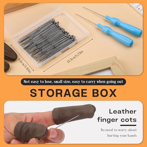 QMNNMA 100Pcs Needle Felting Needles, Needle Felting Tools for Beginners, Wool Felting Needles with 2 Single Needle Handle Fingercots for Wool Projects (L) - Image 6