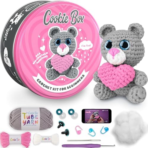 Cookie Box Crochet Kit for Beginners, Bear Ted by CookieBox