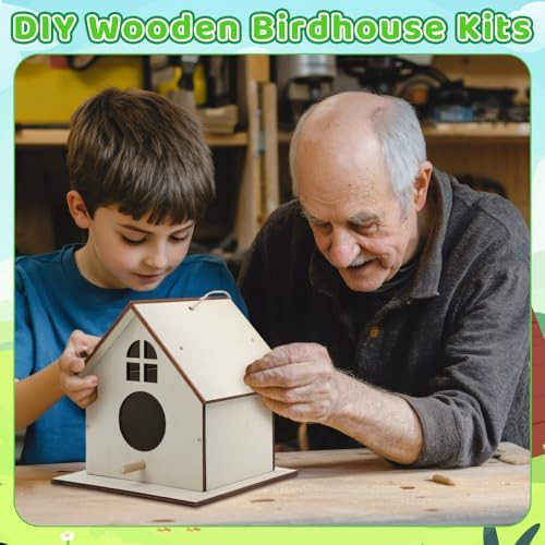 18 Pack Wooden DIY Birdhouse Kit for Kids Adults, Thickened Double-Layer Wood with Screwdrivers, Nails, Ropes, Easy Build & Paint Arts and Crafts Set for Backyard Garden Bird Watching - Image 2