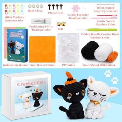 Pnytty 2Pcs Cat Crochet Starters Kits for Adult, Crochet Kit for Beginners - Image 2