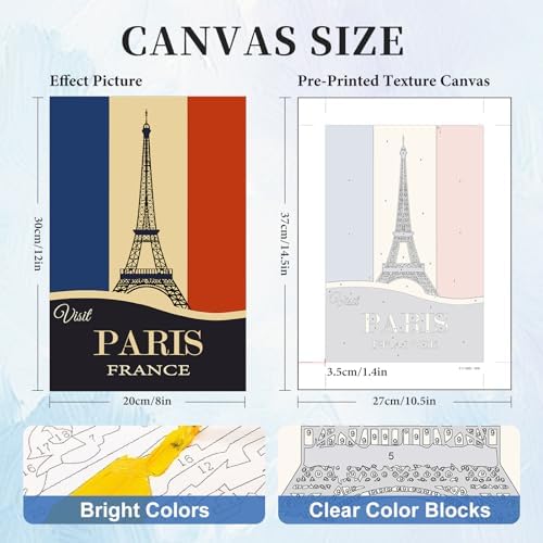 GEEHEIY 6 Pack Paint by Numbers Kit for Adults, Travel Poster, 8x12 Inch - Image 3