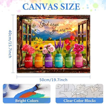 MIRCVSH Inspirational Paint by Numbers Kit for Adults,DIY Easy Unframed Scenery and Flowers Paint by Number Kits on Canvas,God Says Acrylic Oil Painting Art Crafts for Home Wall Decor 16x20 Inch. - Image 2