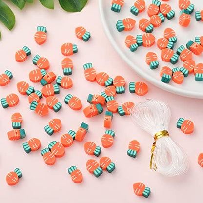 100pcs Carrot Polymer Clay 10mm Spacer Beads for Women Jewelry Making DIY Bracelet Necklace Hair Clip Easter Favor (Carrot) by LUBINGSHINE