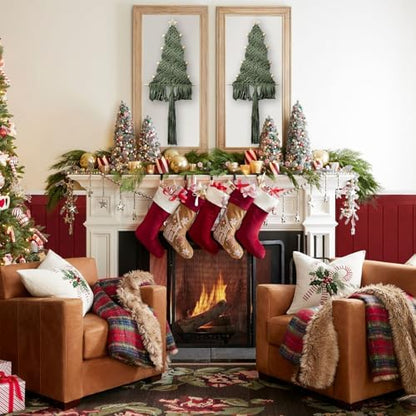 Christmas Tree Macrame Wall Hanging Decor 9.84 × 22.8inch Xmas Tree Shape Boho Tapestry with Rustic Bead and Star Tree Topper Hand-Woven Crafts for Holiday Winter Decoration (Army Green) - Image 5