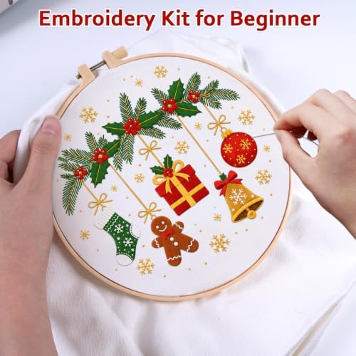 Nuberlic Christmas Embroidery Tote Bag Kit for Beginners - Image 5