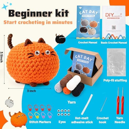 Joyclub Crochet Kit for Beginners 4 Cat Family with Video for Adults - Image 3