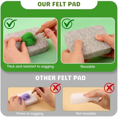 Needle Felting Kit for Beginners, 28 Colors Wool Roving DIY Succulent Plants Craft Set with Felting Needles, Pad & Tools, Wool Felt Kit for Mini Potted Plants Home Decoration & Christmas Gift - Image 5