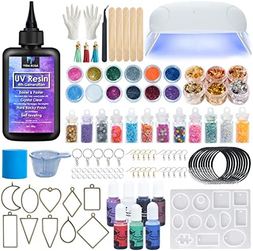 VidaRosa Quick Cure UV Resin Kit with Light - High Gloss, Transparent Casting and Doming for DIY Jewelry, Coatings, and Crafts by VidaRosa