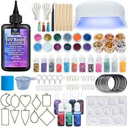 VidaRosa Quick Cure UV Resin Kit with Light - High Gloss, Transparent Casting and Doming for DIY Jewelry, Coatings, and Crafts by VidaRosa