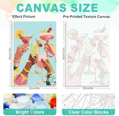 Framed Paint by Numbers Kit for Adults, Cocktail Cheers, 8 x 12 Inch - Image 3