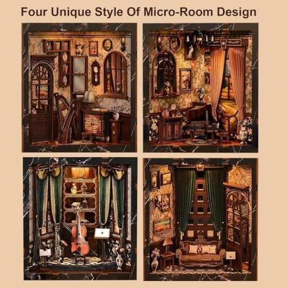 Four Side Uniquely Style Book Nook Kits for Adults - with LED Light & Music - Image 2