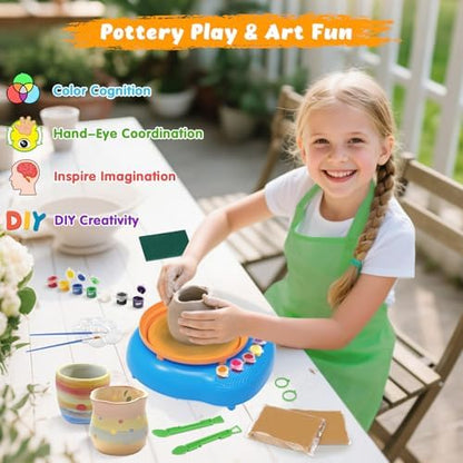 Pottery Wheel for Kids with Air Dry Clay Kit, 12 Paints & Tools, Ages 6-12 - Image 5