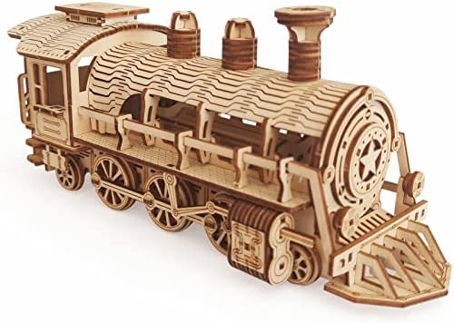 3D Wooden Steam Train Puzzle, DIY Assembly Train Model Kits, Wood Crafts STEM Brain Teaser Puzzle, Steam Train Christmas Birthday Gifts for Adults & Teens - Image 2