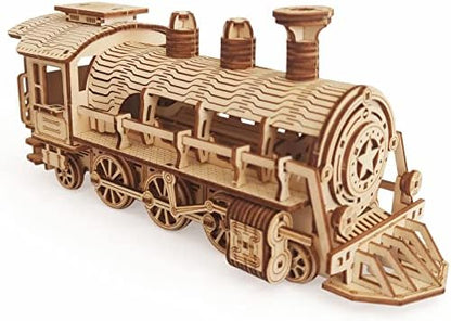 3D Wooden Steam Train Puzzle, DIY Assembly Train Model Kits, Wood Crafts STEM Brain Teaser Puzzle, Steam Train Christmas Birthday Gifts for Adults & Teens - Image 2