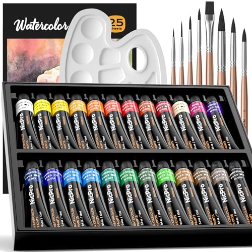 Nicpro 24 Colors Watercolor Paint Set (12ml/0.4oz Tube) for Adults, Artist by Nicpro