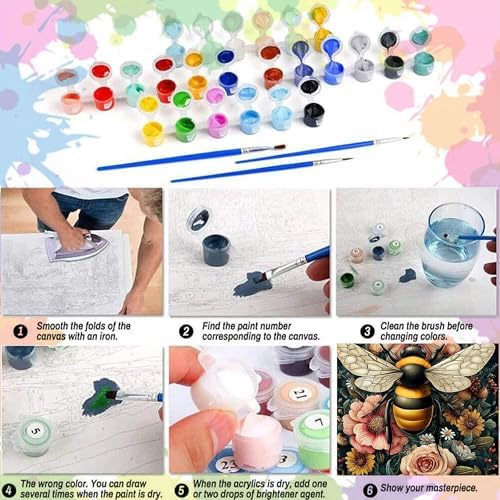 Arttoplus Bee Paint by Numbers Kit for Adults Beginner 16x20 inch - Image 6
