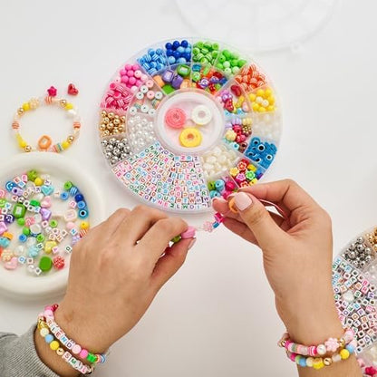 MINIMISSMIANYC 594PCS Bead Bracelet Making Kit for Kids,Colorful Pony Beads Pearl Shell Flower Evil Eyes Star Carft Friendship Bracelet Necklace Jewelry Making Supplies Kit Gifts for Boys Girls Women - Image 5