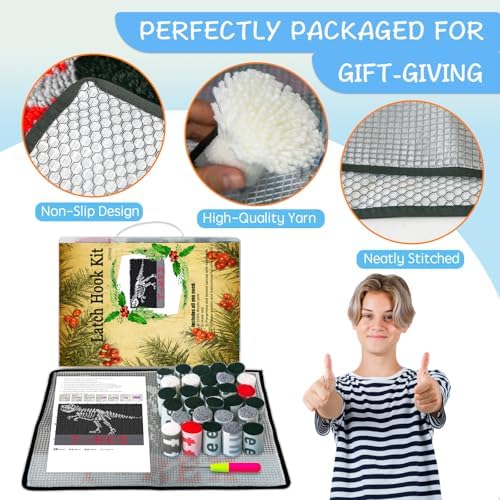 MIAOLLUN Latch Hook Kits for Adults Beginner 3D Dinosaur Pattern Printed Canvas Crochet Needlework Craft Rug Cushion Mat Tapestry 20.5X15 Inch,T.rex - Image 2