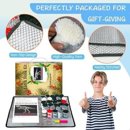 MIAOLLUN Latch Hook Kits for Adults Beginner 3D Dinosaur Pattern Printed Canvas Crochet Needlework Craft Rug Cushion Mat Tapestry 20.5X15 Inch,T.rex - Image 2