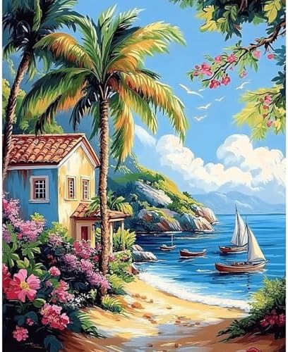 obterie Beach Paint by Numbers Kit for Adults Beginner Scenery Oil Painting Kit Adult Paint by Number Kits on Canvas DIY Painting for Beginners Art by Numbers for Gifts Home Wall Decor 16x20 Inch by Unknown