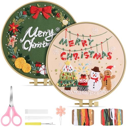 TINDTOP Christmas Embroidery Kit for Adult, Embroidery Kit for Beginners by TINDTOP