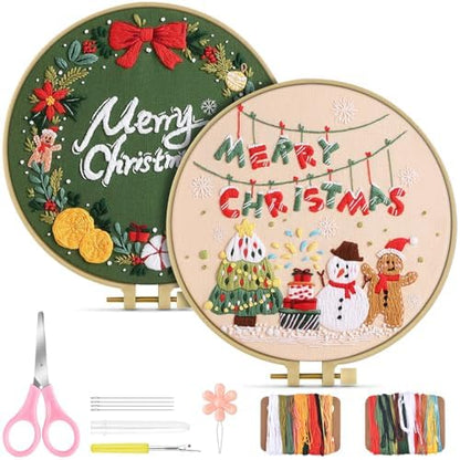 TINDTOP Christmas Embroidery Kit for Adult, Embroidery Kit for Beginners by TINDTOP