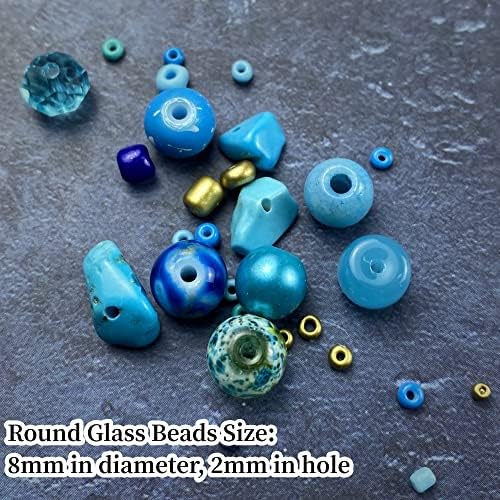 Assorted Glass Resin Beads Multi Size Colors Smooth Cracked Gravel Millet Spacer Beads for Bracelets Necklace Earring DIY Jewelry Making Craft(Lake Blue Series) - Image 3