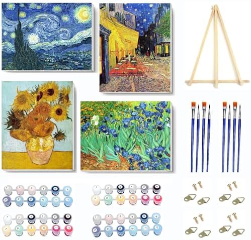 VIGEGU 4 Pack Paint by Numbers Kit for Adults Beginner with Frame by VIGEGU