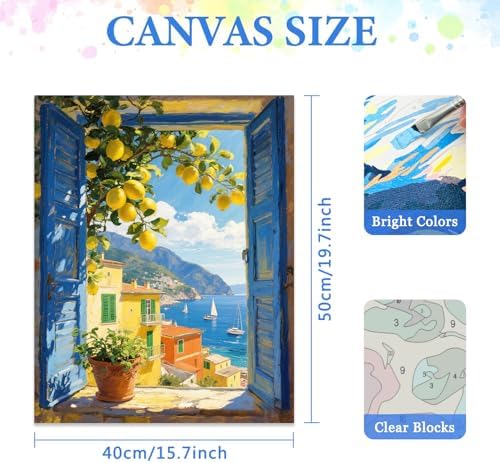 MIRCVSH Lemon Tree Paint by Numbers Kit for Adults,Scenery Oil Acrylic Painting Kits for Adult Beginners on Canvas,Unframed Landscape Paint by Number Kits for Home Wall Decor 16X20 Inch. - Image 2